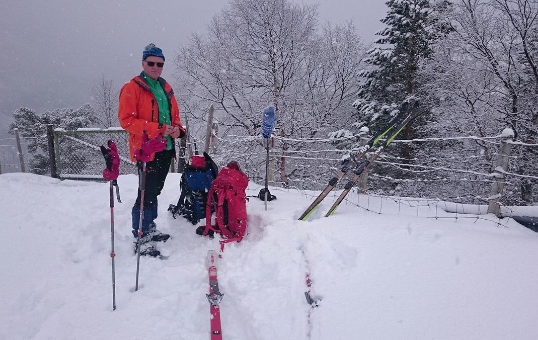 Ved Botnsetra tok vi på skia